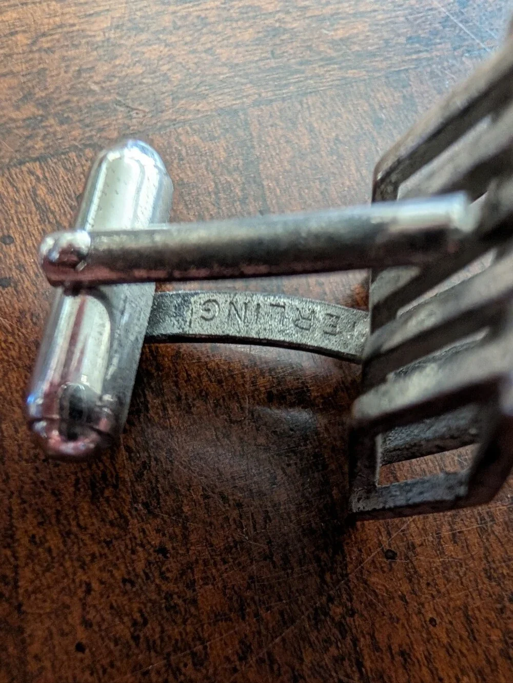 VINTAGE Anson Sterling Silver Modernist Cufflinks Linear Open Design Pat Pending
